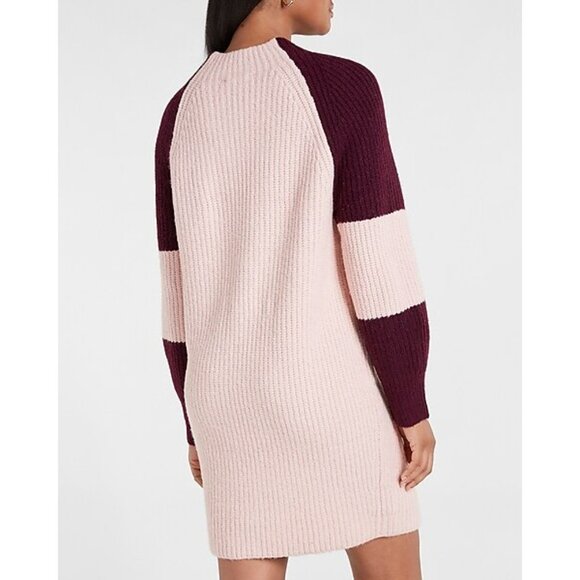 Express Colorblock Mock Neck Shift Sweater Dress XS - Picture 3 of 4